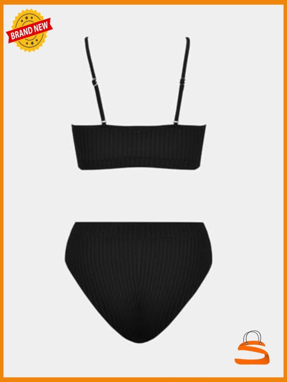 High Waisted Bikini Set Two Piece Swimsuits Textured Knit Scoop Neck Adjustable - Picture 6 of 7